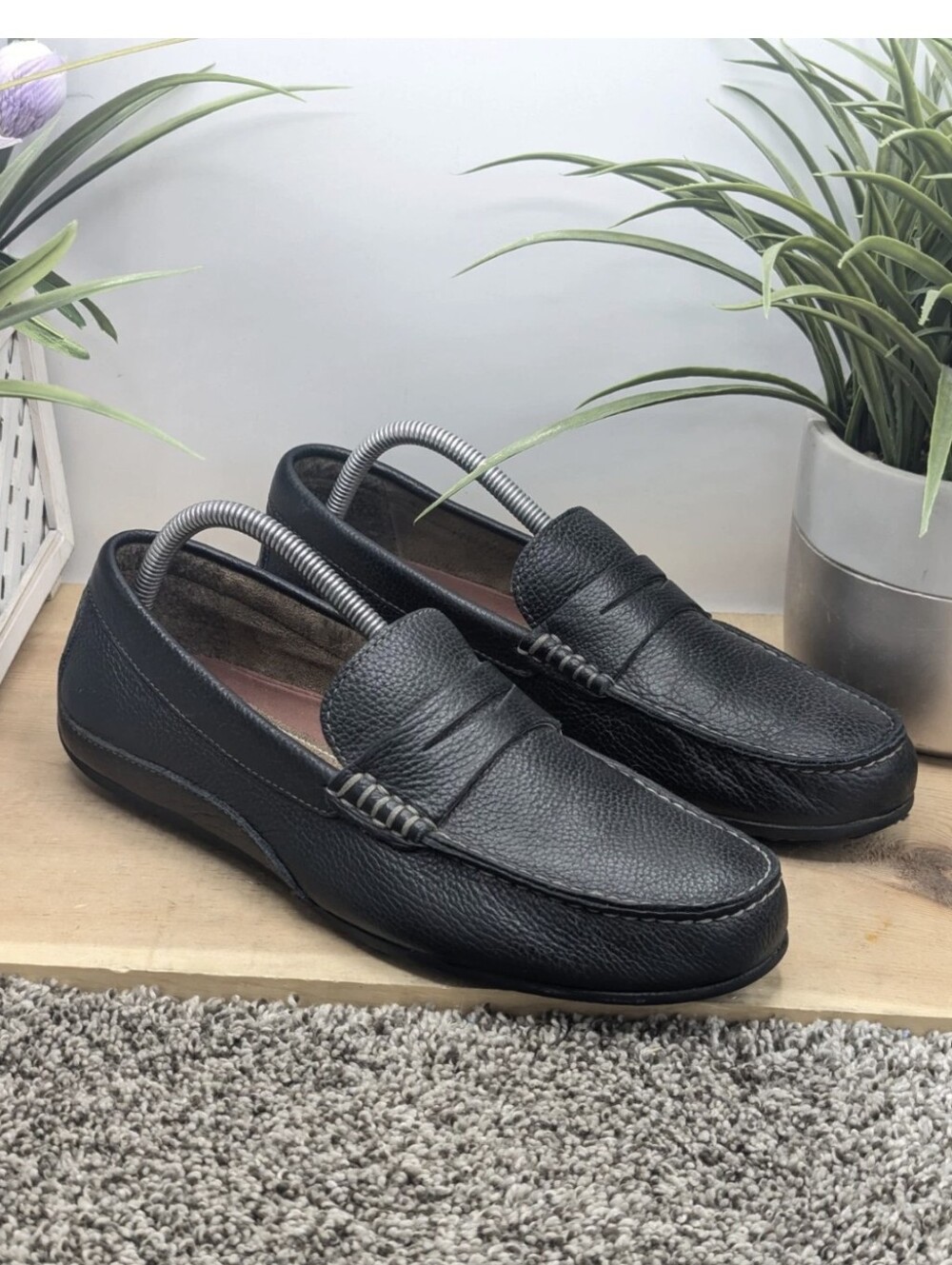 Florsheim Black Leather Driving Shoes Mens Size 8M Casual Loafers